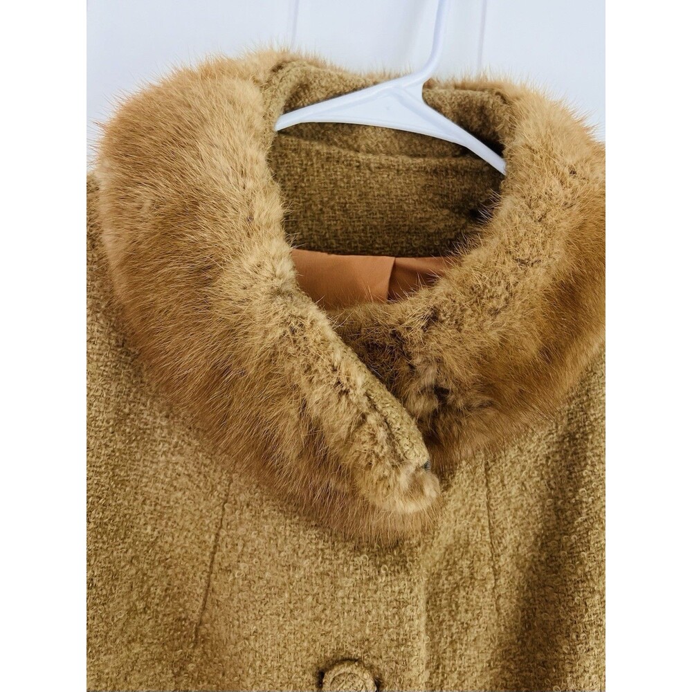 Vintage *Betty Rose* Brown Fur Trim 60s 70s Tweed Dress Jacket Size 14 - Picture 2 of 9